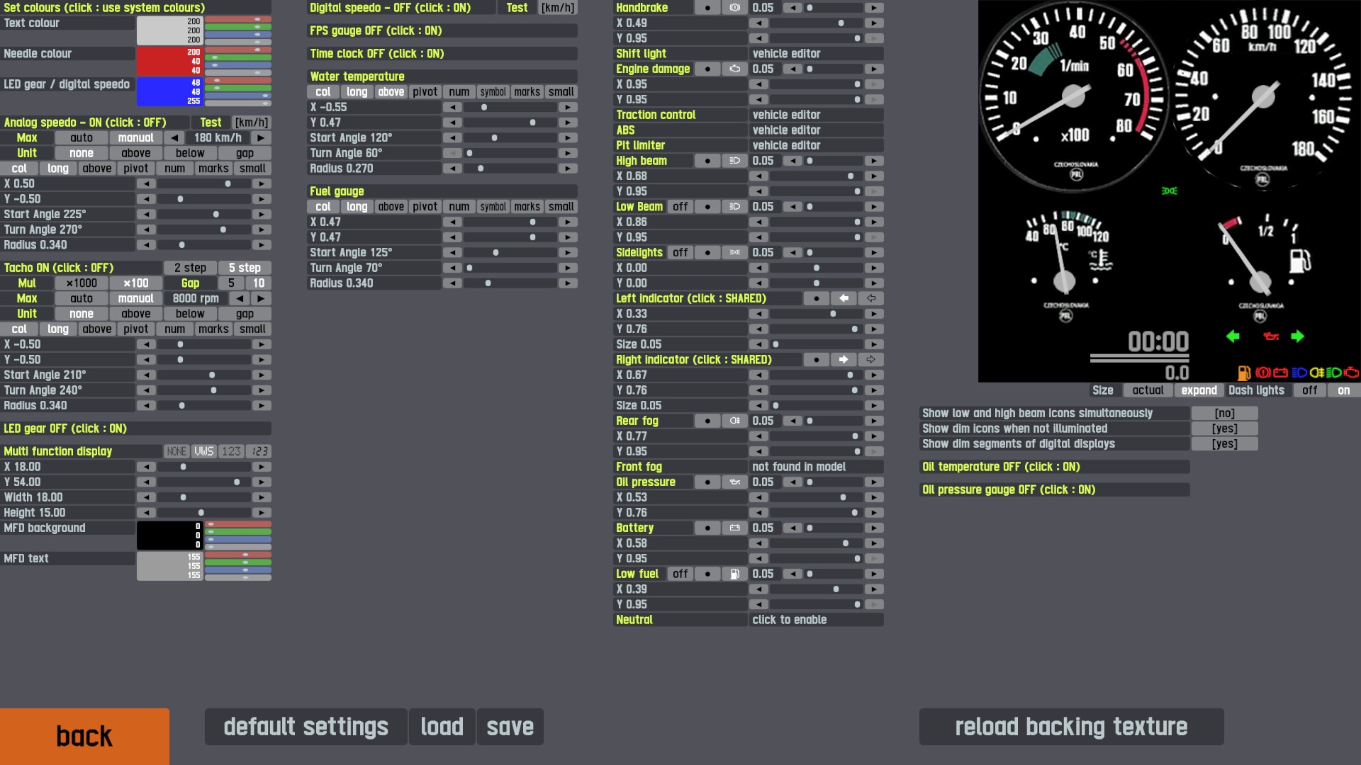 LFS Editor - Dashboard editor with custom backing texture